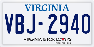 VA license plate VBJ2940