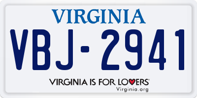 VA license plate VBJ2941