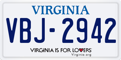VA license plate VBJ2942