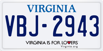 VA license plate VBJ2943