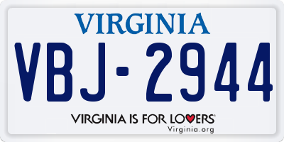 VA license plate VBJ2944