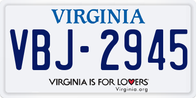 VA license plate VBJ2945