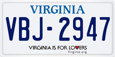 VA license plate VBJ2947