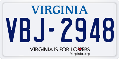 VA license plate VBJ2948