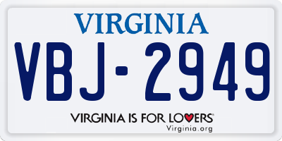 VA license plate VBJ2949