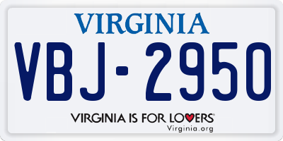 VA license plate VBJ2950