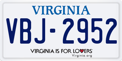 VA license plate VBJ2952