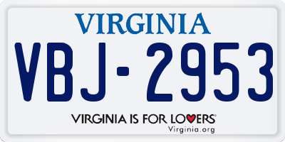 VA license plate VBJ2953