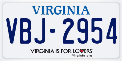 VA license plate VBJ2954