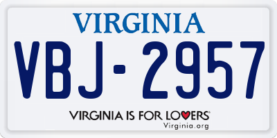 VA license plate VBJ2957