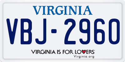 VA license plate VBJ2960