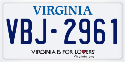 VA license plate VBJ2961