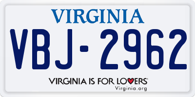 VA license plate VBJ2962