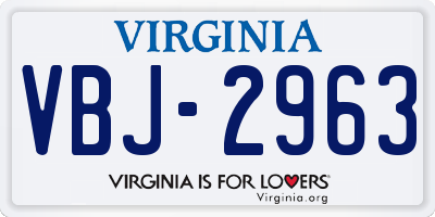 VA license plate VBJ2963