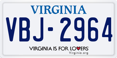 VA license plate VBJ2964