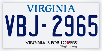 VA license plate VBJ2965