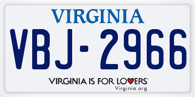 VA license plate VBJ2966