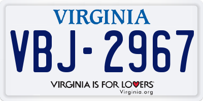 VA license plate VBJ2967