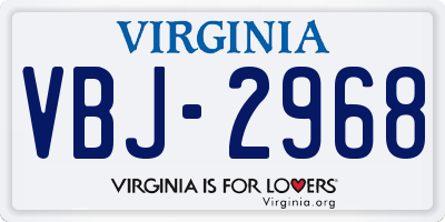 VA license plate VBJ2968