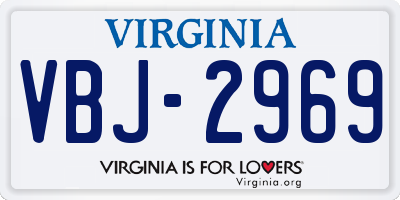 VA license plate VBJ2969