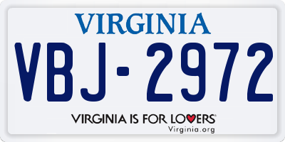 VA license plate VBJ2972
