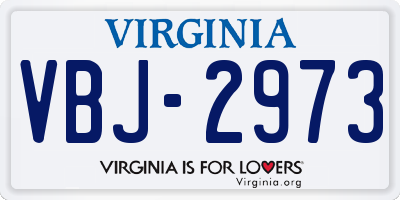 VA license plate VBJ2973