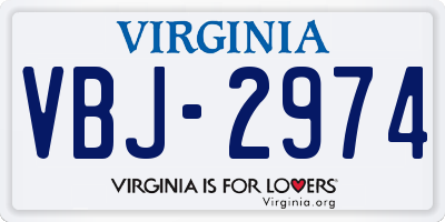 VA license plate VBJ2974
