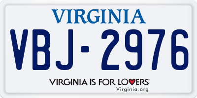 VA license plate VBJ2976
