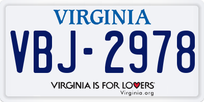 VA license plate VBJ2978