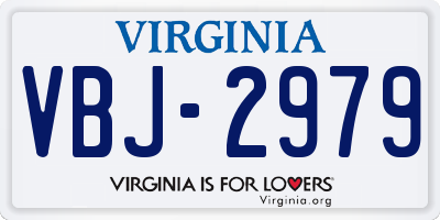 VA license plate VBJ2979