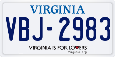 VA license plate VBJ2983