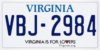 VA license plate VBJ2984