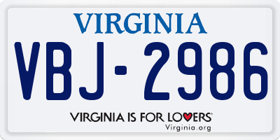 VA license plate VBJ2986