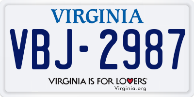 VA license plate VBJ2987