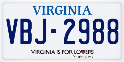 VA license plate VBJ2988