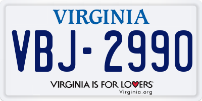 VA license plate VBJ2990