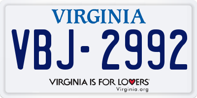VA license plate VBJ2992
