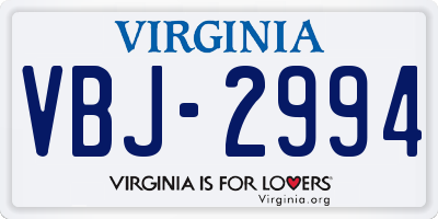 VA license plate VBJ2994