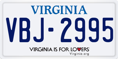 VA license plate VBJ2995