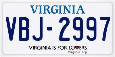 VA license plate VBJ2997