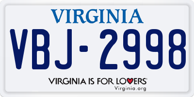 VA license plate VBJ2998