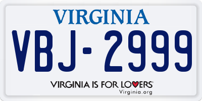 VA license plate VBJ2999