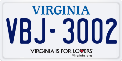 VA license plate VBJ3002