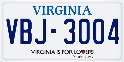 VA license plate VBJ3004
