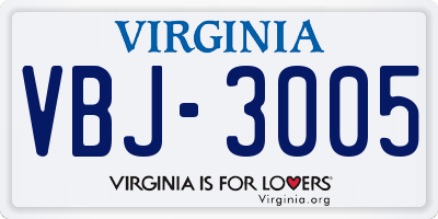 VA license plate VBJ3005