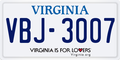 VA license plate VBJ3007