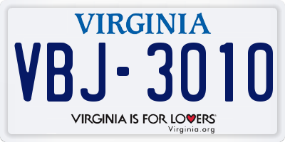 VA license plate VBJ3010