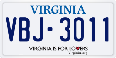 VA license plate VBJ3011