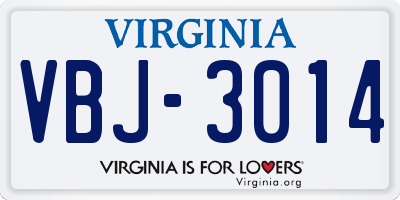 VA license plate VBJ3014