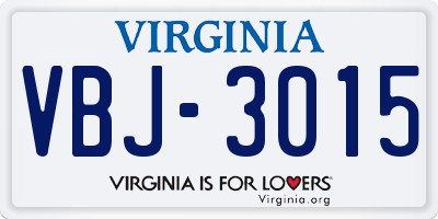 VA license plate VBJ3015